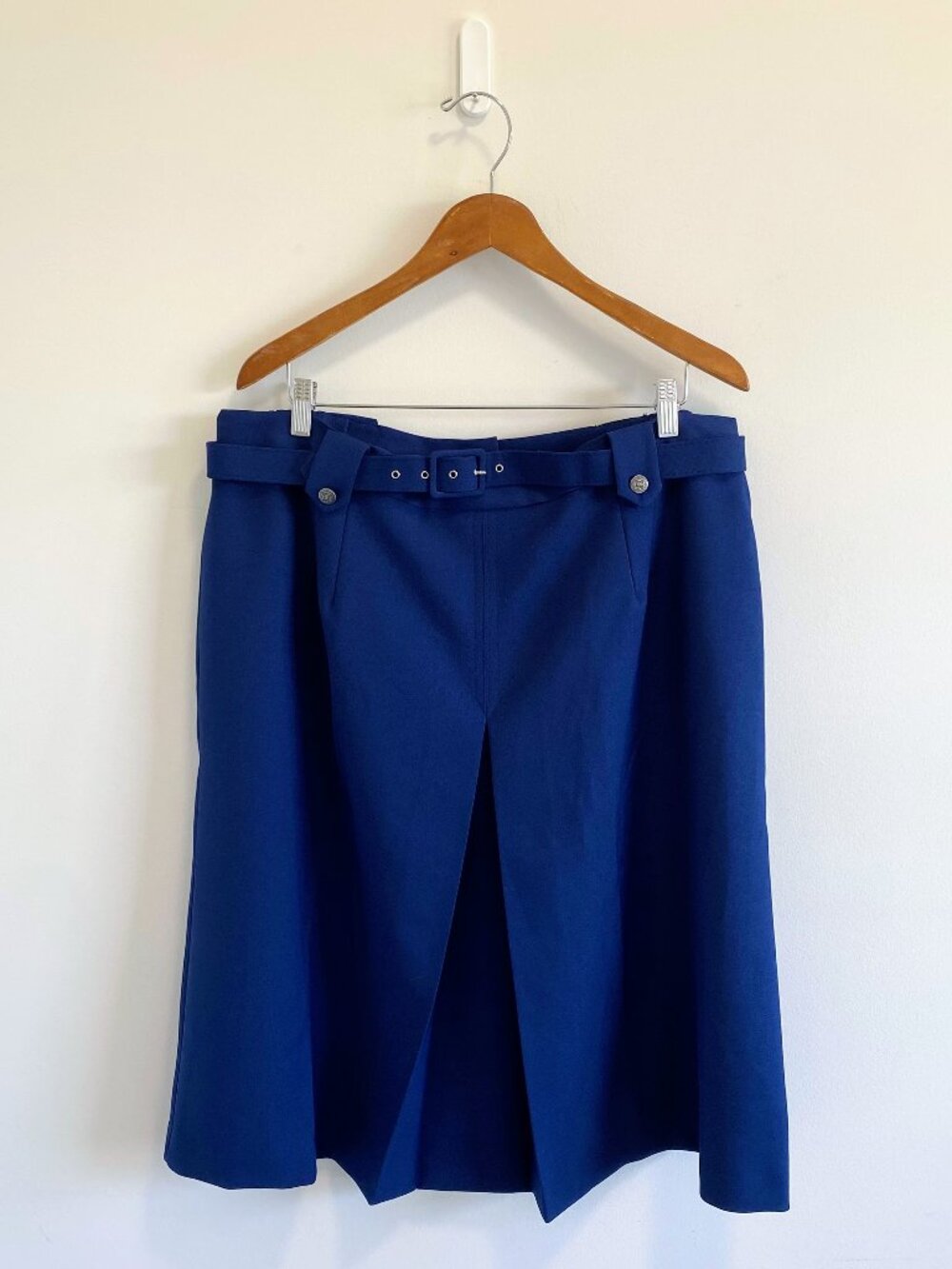 Vintage Royal Blue Skirt w/ Matching Belt / 90s / Made in Canada